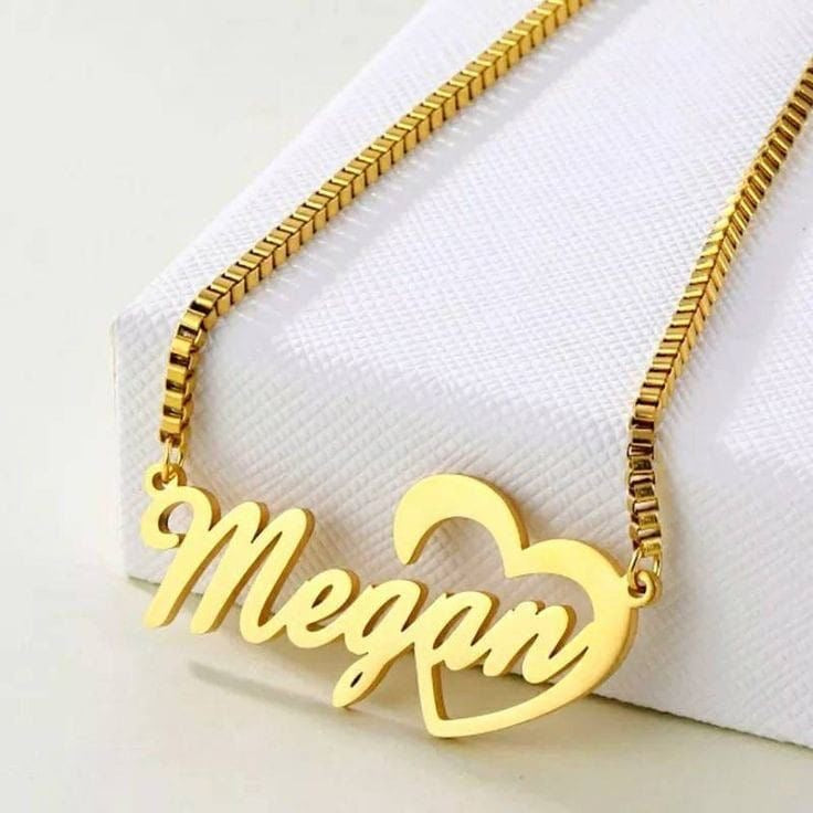 Customized Heart Necklace Yellow Plated