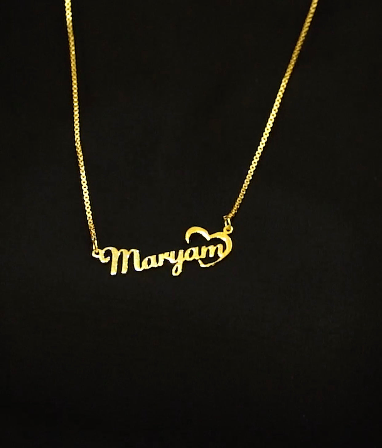 Customized Heart Necklace Yellow Plated