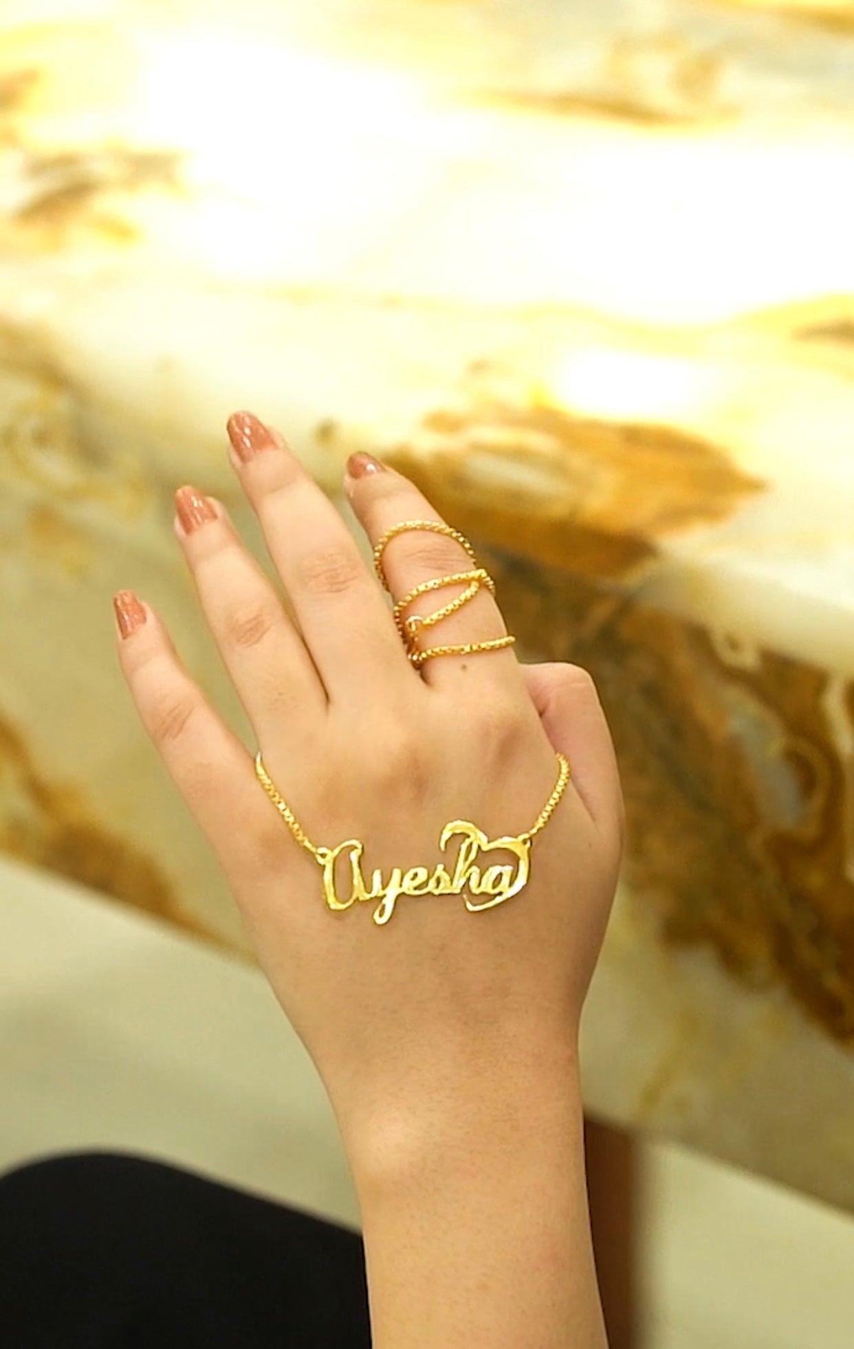 Customized Heart Necklace Yellow Plated