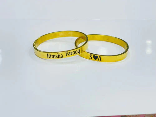 Customize yellow Bracelets Bangles for Men & Women Custom Engraved Cuff