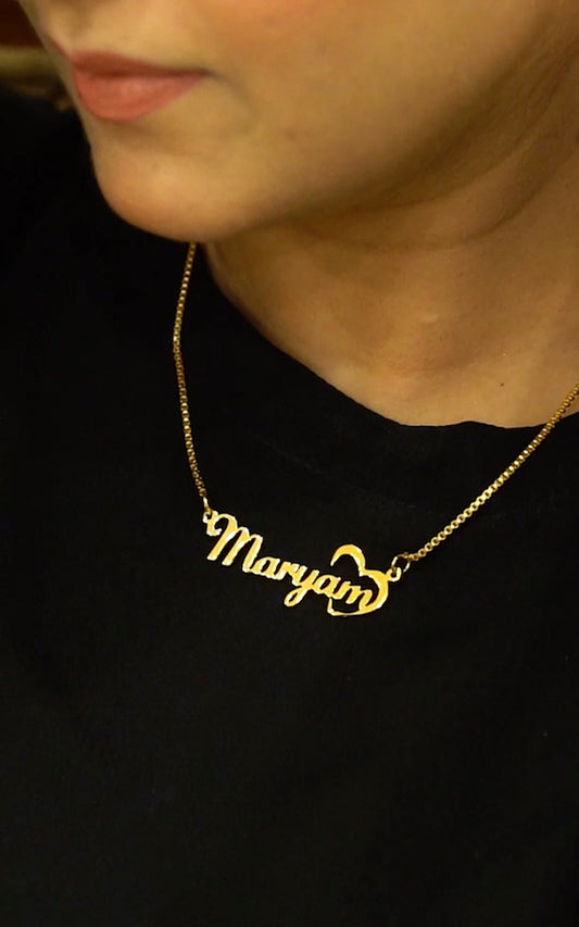 Customized Heart Necklace Yellow Plated