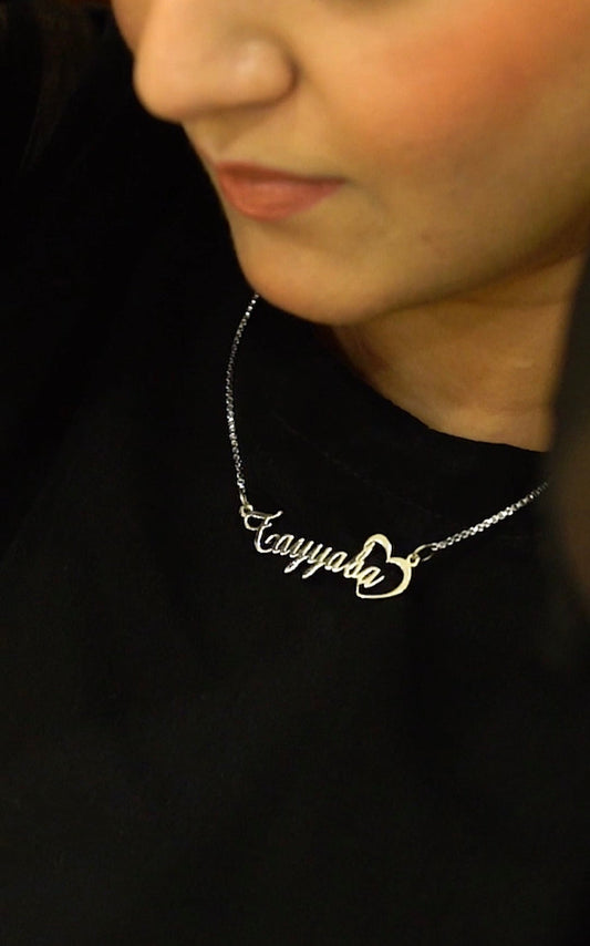 Customized Heart Necklace Yellow Plated